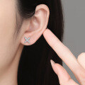 S925 Silver Full-Cut Moissanite X-Cross Minimalist Korean Style Stud Earrings Wholesale-0-2