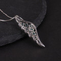 wholesale S925 sterling silver angel wing natural garnet necklace with green chalcedony and topaz pendant, new feather wing design-0-3