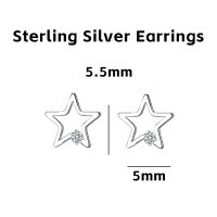 wholesale 925 Sterling Silver Star And Moon Studs Earrings For Women-Star single diamond earrings