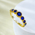 wholesale S925 Sterling Silver Red and Blue Sapphire Thin Ring, Fashionable and Unique Ring, Delicate Row of Diamond Ring, Minimalist Style, Trendy for Daily Wear-0-2