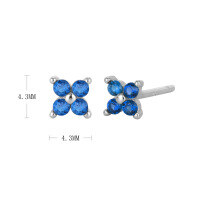 wholesale 925 Sterling Silver Zircon Flower Star Stud Earrings for women-925 silver platinum-blue 925 silver