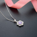 wholesale 925 Sterling Silver Floral Pendant Necklace for Women, Korean Style Personality Zircon Inlaid Collarbone Chain, Fashionable and Versatile Six-Petal Flower Drop Wholesale-0-2