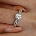 S925 Sterling Silver Moissanite Six-Prong Star Queen Ring for Wedding Proposals-0-1