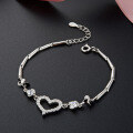 wholesale S925 Silver Zircon Heart Bracelet, Korean Style Fashion Minimalist Ladies Jewelry Wholesale from Source Factory-0-1