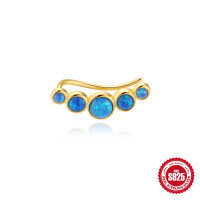 wholesale S925 Sterling Silver Round Micro-Setting Opal Ear Clips, European and American Best-Selling French Style Versatile Women's Earrings-Single gold 925 silver