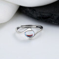 wholesale S925 Sterling Silver Light Luxury Moonstone Ring, Minimalist Fashion Versatile Niche Design Cold Tone Index Finger Ring for Women-0-0
