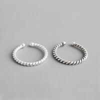 wholesale S925 Sterling Silver AR966-979 Korean Vintage Style Antique Double Twist Bead Open Adjustable Ring for Women-AR966【3mm beads】Vintage Adjustable opening