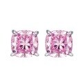 wholesale S925 Silver New High Carbon Diamond Stud Earrings 10*10 Simulated Pink Diamond Earrings for WomenIns Style-0-4