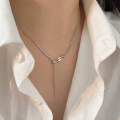 wholesale S925 Sterling Silver Minimalist Adjustable Plain Chain Necklace for Women, Korean Style Elegant and Versatile Collarbone Chain-0-1