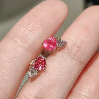 wholesale S925 Sterling Silver Red Elk French-style Heart Pink Zircon Earrings for Women, High-end Sparkling Diamond-inlaid Earrings-BE0250-Gold 925 Silver