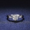 Silver Moissanite Deer Antler Ring-0-1