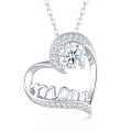 Metal Pendant Necklace with English Heart & Moissanite-0-0