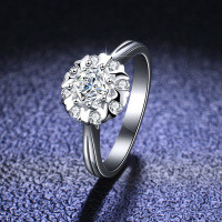 S925 Silver Moissanite Ring, Luxury Bezel Setting, Adjustable Trendy Women's Wholesale.-1 carat (empty setting)  Hong Kong size (size 19)