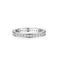 S925 Silver Moissanite Ring Geometric Full-Circle Stacking Ins Pinky Ring-0-3