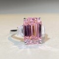 wholesale 925 Silver Emerald Cut Pink Diamond Zircon Square Sugar Ring for Women TikTok Cross-Border Foreign Trade Hot Sale Wholesale-0-1