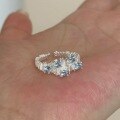 wholesale S925 Sterling Silver Silver Sea Blue Star Small Personality Design Irregular Crinkle Texture Sea Blue Zircon Open Adjustable Ring for Women-0-0