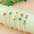 wholesale 925 Silver Gold-Plated New Chinese Style Woven Lucky Bag 4mm Jade Bead Bracelet, Nephrite Round Beads in "Qing Shui" Material-0-3