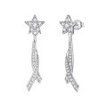 wholesale S925 Sterling Silver Women's Tassel Earrings with Zirconia, Long Drop Bow Studs, Small and Unique Star Earrings for an Advanced Look-0-0