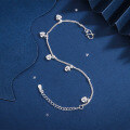 wholesale S925 silver Korean-style bracelet with bell, cross, smiley face anklet, simple forest-inspired trendy bracelet-0-18