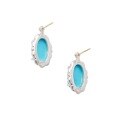 wholesale Metal oval artificial turquoise stud earrings, Yili jewelry manufacturer wholesale summer vintage style-0-4