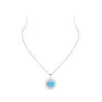 wholesale Metal: 925 Silver Gold Plated Falling Chain High Carbon Diamond High-Quality Turquoise Zhu Zhu Same Style Versatile Jewelry Women's Necklace-Pendant with chain 925 silver