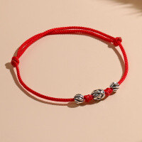 wholesale S925 Sterling Silver Red Thread Lotus Bracelet, Unique Design Woven Couple Rope for Boyfriend or Girlfriend, New Arrival for Birth Year-SL010319 (s925 silver lotus red rope bracelet) 925 silver