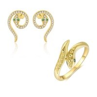 wholesale S925 Sterling Silver Fashion Snake Earrings With Zirconia,。-Two-piece set 925 silver