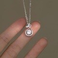 wholesale Sterling Silver Maker S999 Simple Mermaid Tail Zircon Necklace for Women, Light Luxury Small Design High-End Sense Collarbone Chain Trendy-0-1