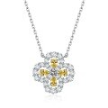 wholesale S925 Sterling Silver Four-Leaf Clover Necklace Women's Pendant Collarbone Chain Yellow Diamond Full Diamond Link Amazon Cross-Border Best-Seller Jewelry Wholesale-0-4