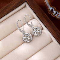 wholesale 925 Sterling Silver New European and American Cross-Border Hollow Love Sphere Earrings for Women, Luxurious and High-End Ear Accessories-Platinum>925 silver