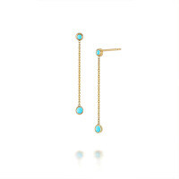 wholesale S925 Sterling Silver Long Tassel Turquoise Earrings With Inlaid Crystals,ins。-Gold-Turquoise 925 Silver