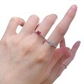 wholesale [925 Sterling Silver] Mu Jing Jewelry New Small Heart Ring Set with High-Carbon Diamond and Artificial Ruby for Women-0-4