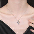 S925 Silver Moissanite Cross Pendant Necklace, Korean Light Luxury Design-0-2