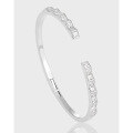 wholesale S925 Sterling Silver 204 Niche Aesthetic European and American Style Light Luxury Geometric Square Zircon Open Bangle for Women-0-0