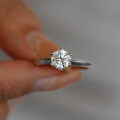 S925 Sterling Silver Moissanite Ring, Classic Six-Prong Crown Engagement Ring for Women-0-2