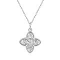 wholesale 925 Sterling Silver Cross-Border European and American Retro Lucky Bag Crushed Ice Clover Necklace with Ultra-Sparkly Ornate Round Pendant-0-12