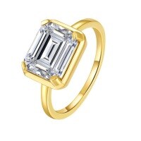 wholesale 925 Sterling Silver Gold Minimalist Ring Ins Style Women's Small Batch High-End Luxury Cross-Border Hot-Selling 4CT Moissanite Ring-Silver with zircon and platinum US size 6