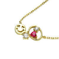 wholesale S925 silver gold-plated playful smiley heart-shaped zircon necklace/earrings cute bubbly limited new edition-Smile Necklace Limited Edition>925 Silver