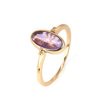 wholesale 925 Silver Gold-Plated Japanese Retro Amethyst Hollow Floral Pattern Ring, Reversible Design Women's Wholesale-Double-Sided Reversible Crystal Ring  Size 11
