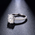 wholesale S925 Silver Plated 18k Classic Oval 3 Carat 8*10mm Full Moissanite Ring for Women Engagement Ring-0-2