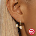 wholesale S925 Sterling Silver Eight-Pointed Star Opal Inlaid Diamond Ear Hoops,-0-1