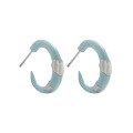 wholesale S925 sterling silver 1772 niche designer-style elegant minimalist drip-glaze C-shaped semi-circle loop love earrings for women-0-5