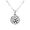 wholesale S925 Sterling Silver Cross-Border Exaggerated Large-Size 10ct Round Moissanite Pendant Necklace for Women, Collarbone Chain-0-4