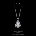 Sterling Silver Rotating Diamond Gourd Necklace with Coin-0-4