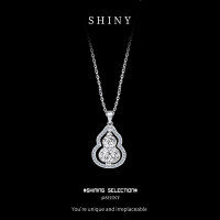 Sterling Silver Rotating Diamond Gourd Necklace with Coin-S925 Sterling Silver + Zircon  925 Silver