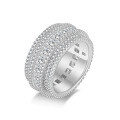wholesale S925 Sterling Silver Moissanite Pave Ring, Fashionable and Luxurious European and American Style Bestseller Band Jewelry-0-4
