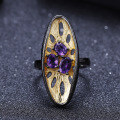 wholesale 925 Silver Italian Craft Designer Gemstone Ring, Natural and Unique High-End Amethyst Ring-0-0
