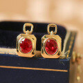 wholesale S925 Sterling Silver with Colorful Gemstones Red Elk Full Body Earrings, Ear Studs, Dangle Ear Drops Pendant, Unique and Luxurious French-style European and American Trendy Women's Fashion-0-0