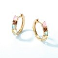 wholesale 10K Gold Plated S925 Silver Synthetic Rose Quartz Earrings New Fashionable Popular Colored Gemstone Earrings for Women Drop Shipping-0-4