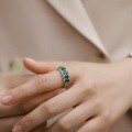 wholesale S925 Sterling Silver Wholesale Elegant and Luxurious Synthetic Emerald Ring for Women, Simple and Stylish Stackable Ring-0-1